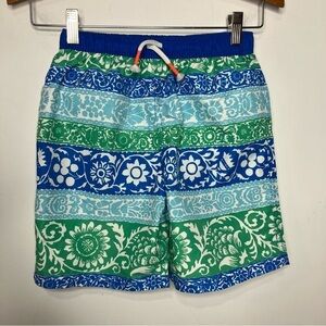 Mini Boden striped floral swim trunks size 9-10 yrs